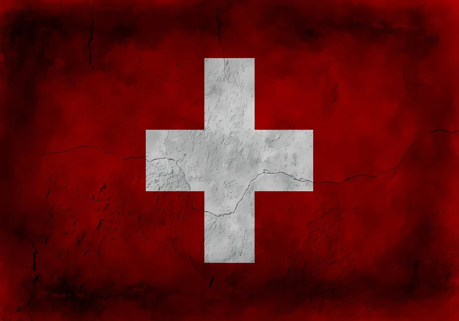 Bandiera vintage della Svizzera poster con telaio in alluminio da Joshua A Holmes