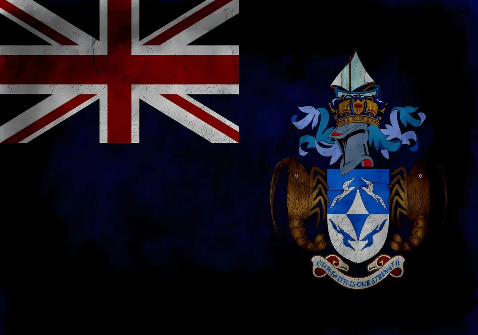 Bandiera d'epoca di Tristan Da Cunha tela con Cornice a cassetta da Joshua A Holmes