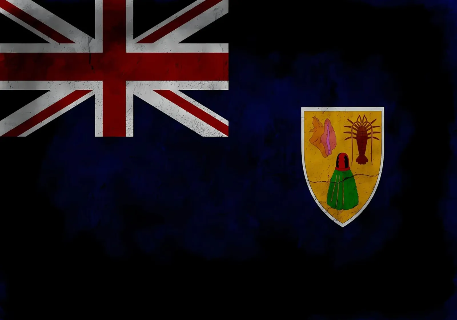 Drapeau vintage des îles Turks et Caicos poster avec cadre en aluminium de Joshua A Holmes