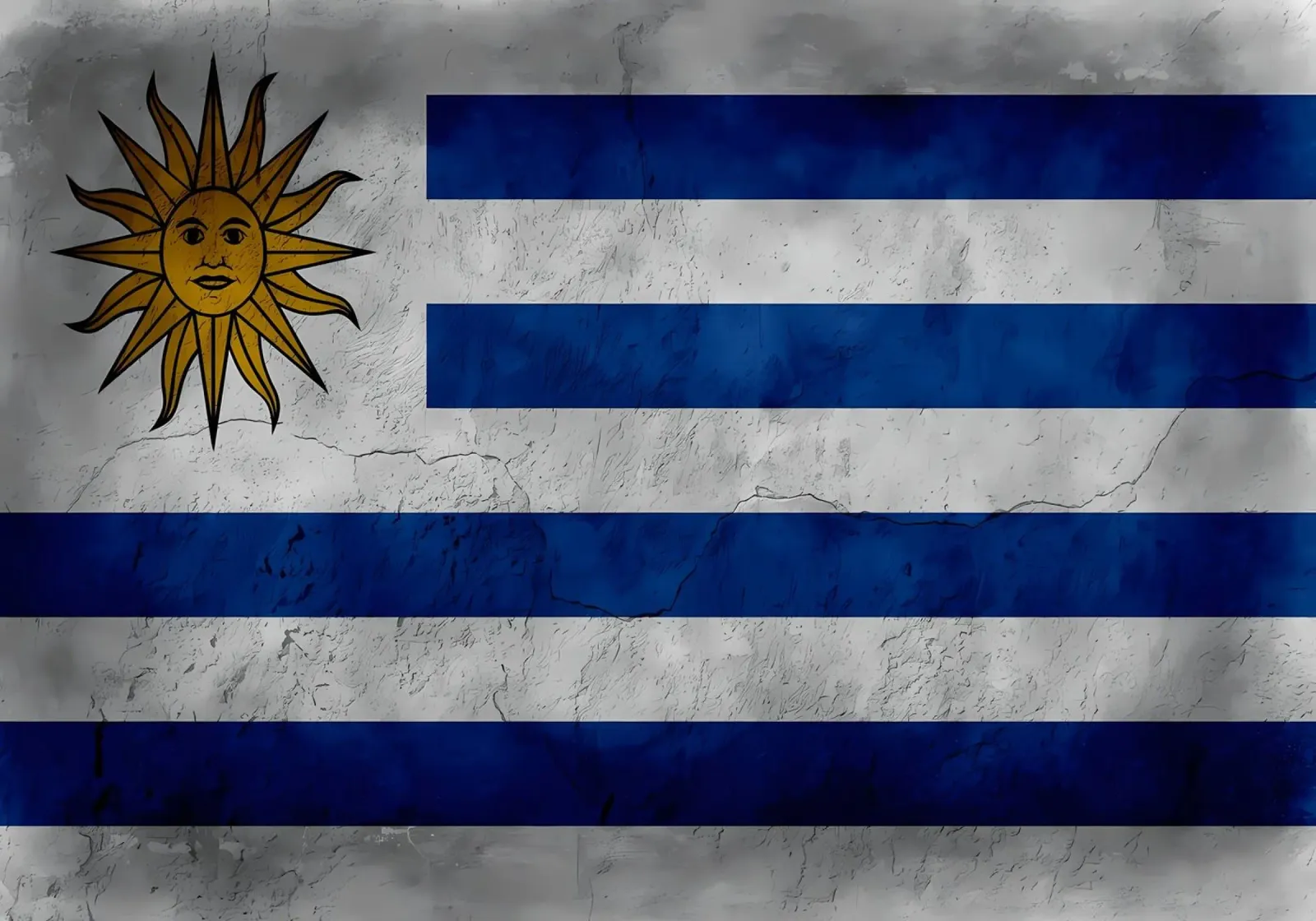 Uruguay vintage vlag poster met kunststof frame van Joshua A Holmes