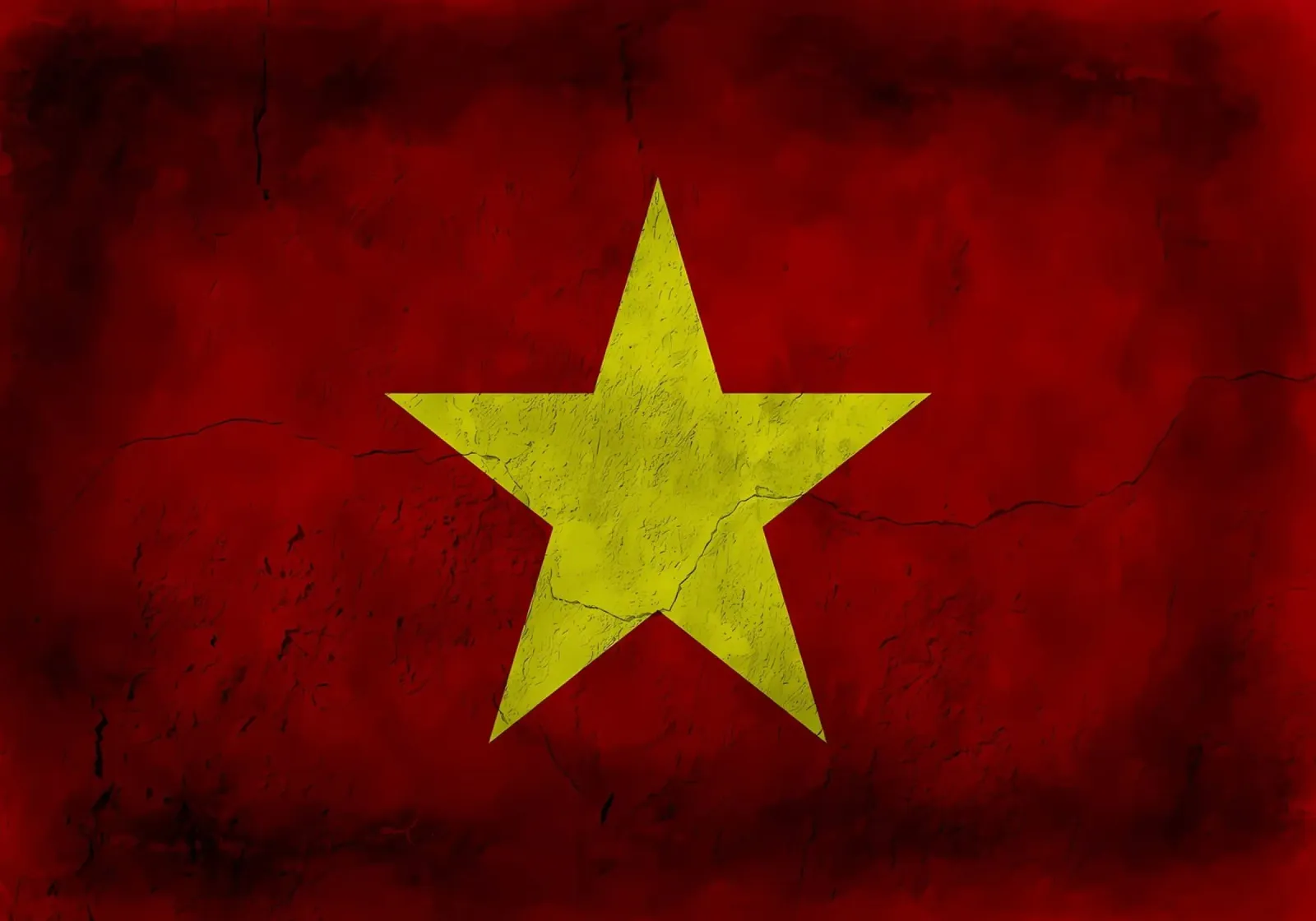 Vietnamese vintage vlag poster met aluminium frame van Joshua A Holmes