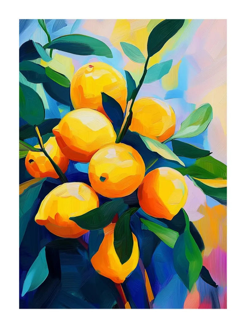 Un albero di limoni dai colori vivaci carta hahnemühle da Spice & Style