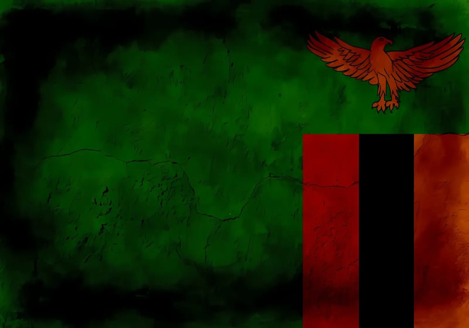 Zambia vintage vlag poster met kunststof frame van Joshua A Holmes