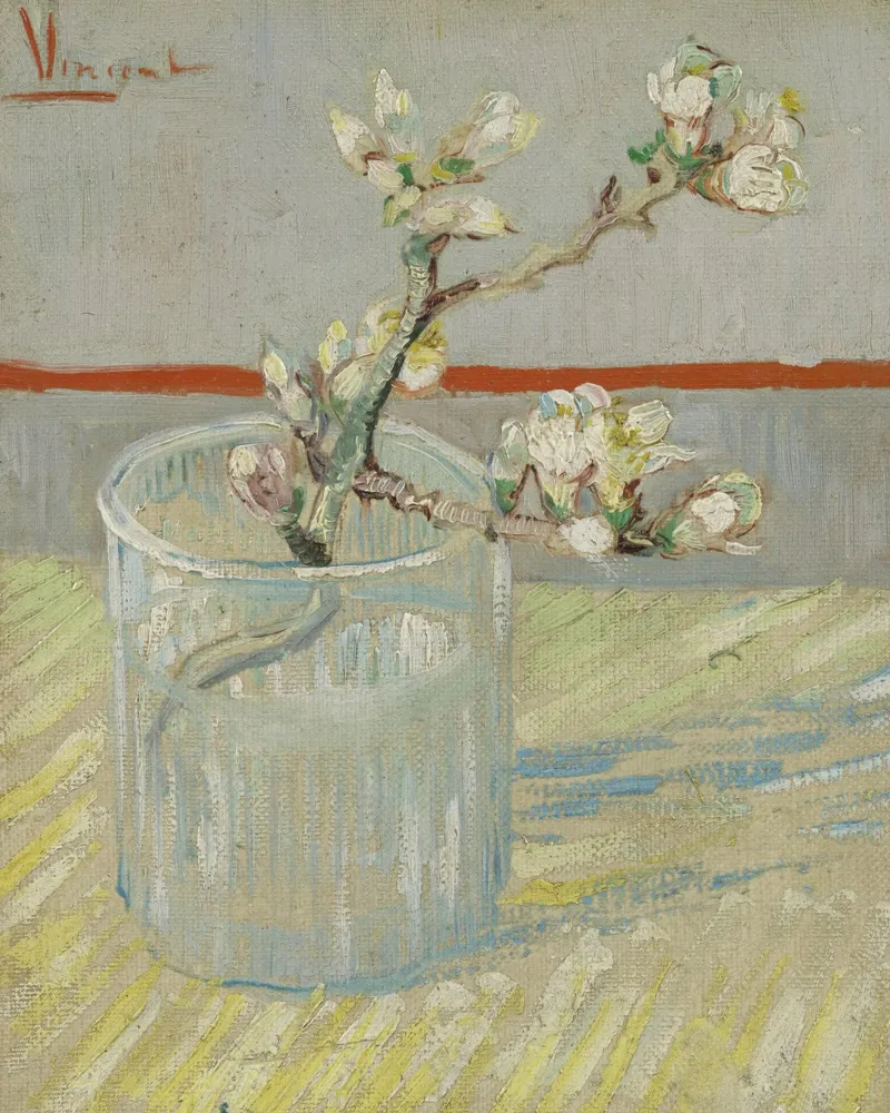 Vincent van Gogh - Rametto di mandorlo fiorito in un bicchiere carta hahnemühle da Timeless Artworks