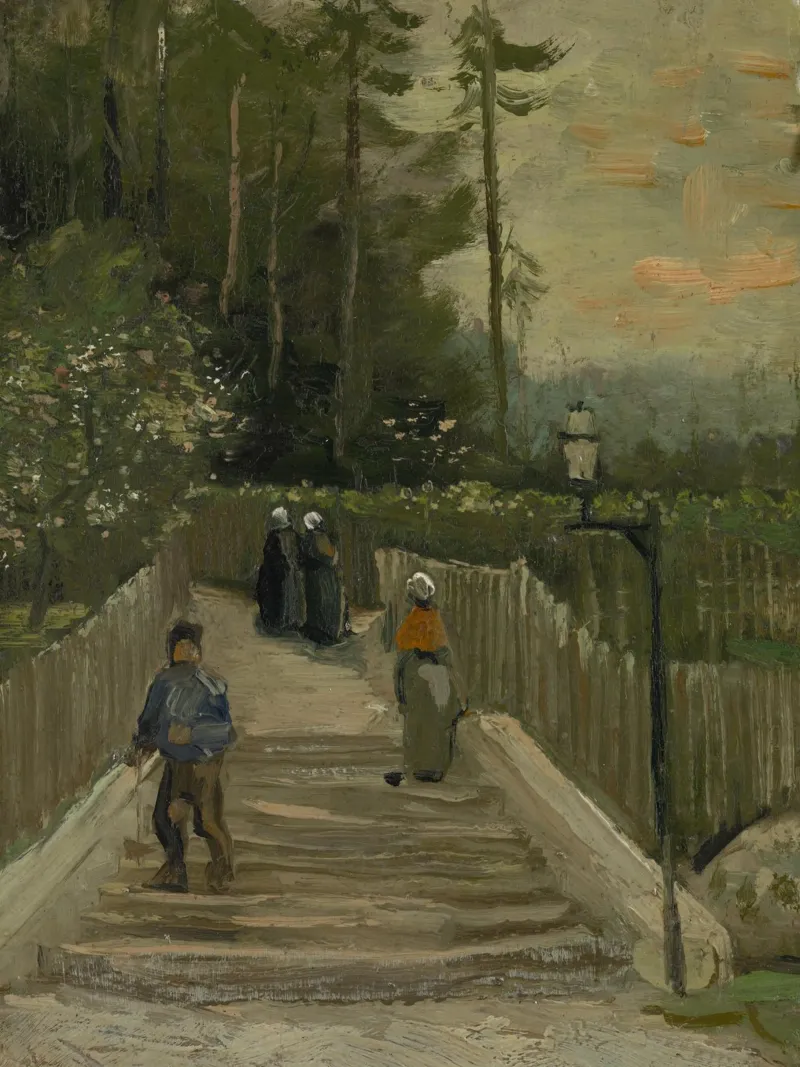 Vincent van Gogh - Path in Montmartre, 1886 canvas met Baklijst van Timeless Artworks