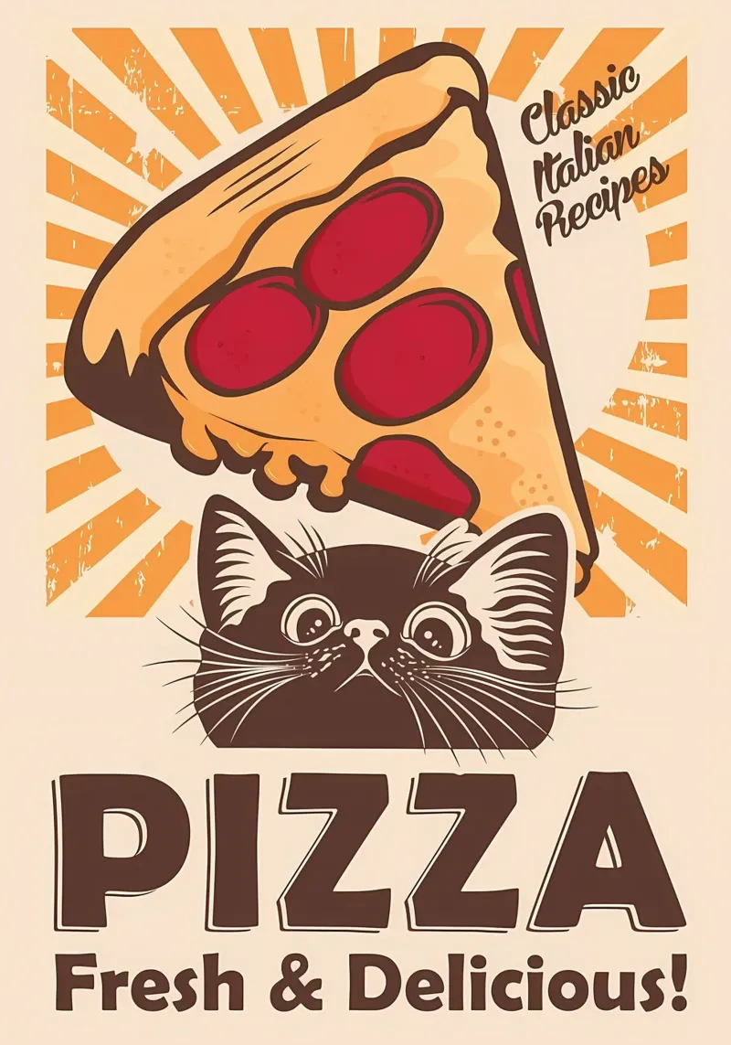 Gatto nero e pizza pellicola backlit da Monique A Hooper