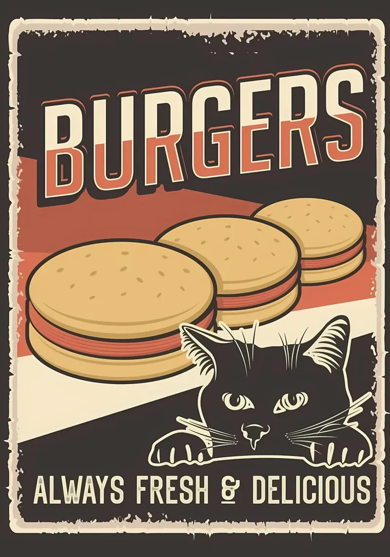 Questo è il mio hamburger dice il gatto pellicola backlit da Monique A Hooper