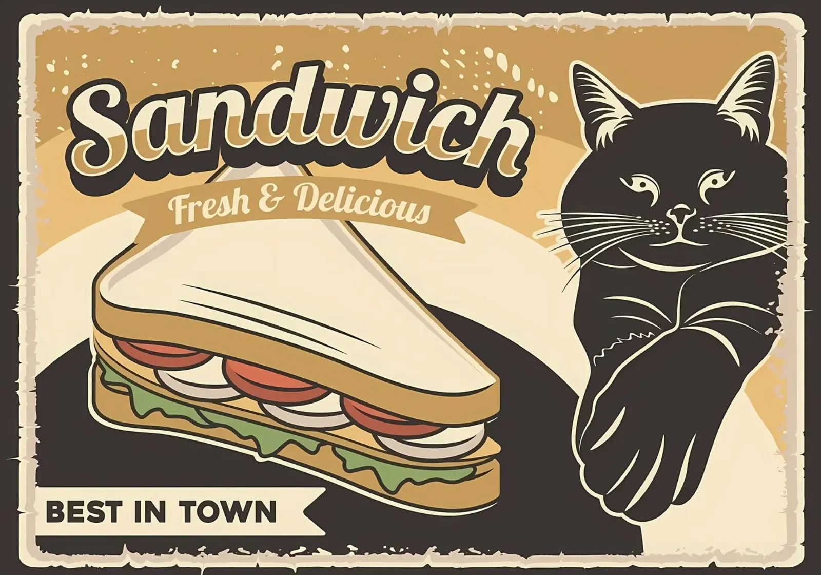 Cat and Sandwich backlit film by Monique A Hooper