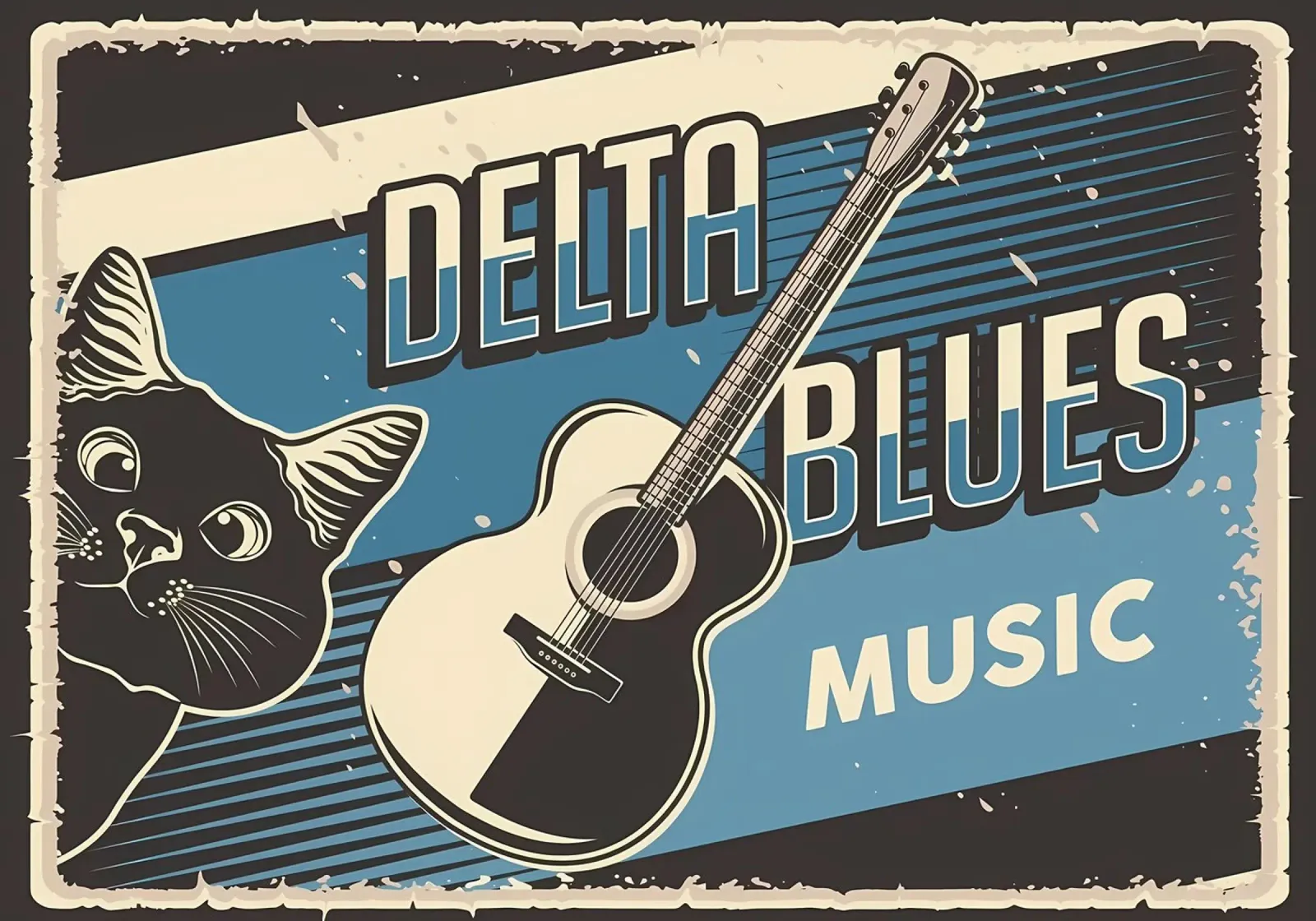 Musica Delta Blues con gatto poster da Monique A Hooper