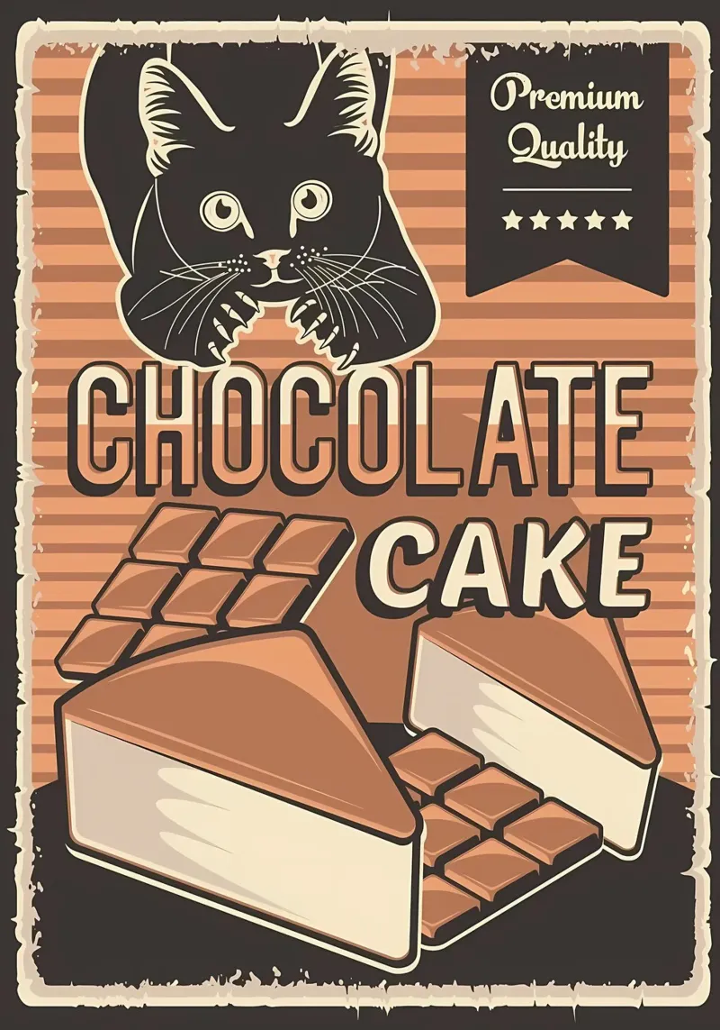 Chocolate cake and cat canvas with Floater frame by Monique A Hooper