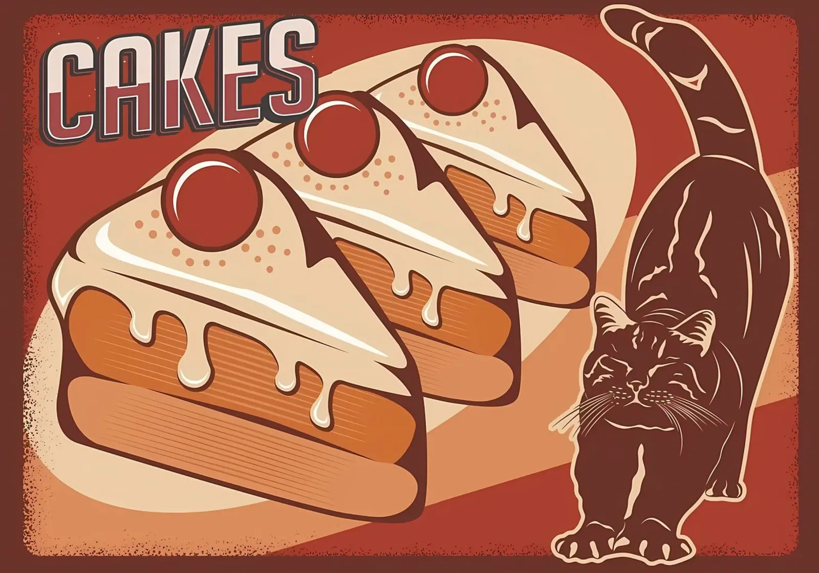 Torte e gatto nero poster con telaio in plastica da Monique A Hooper