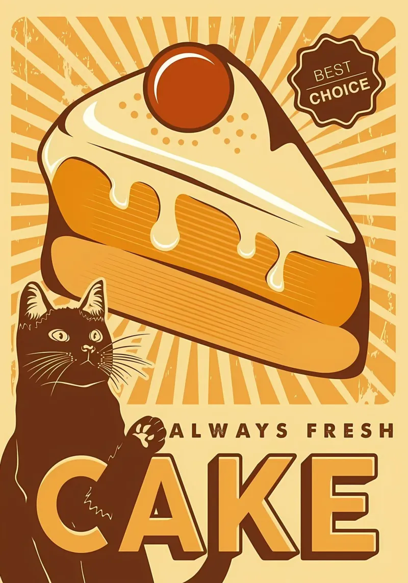 Gatto chef la mia torta poster con telaio in plastica da Monique A Hooper