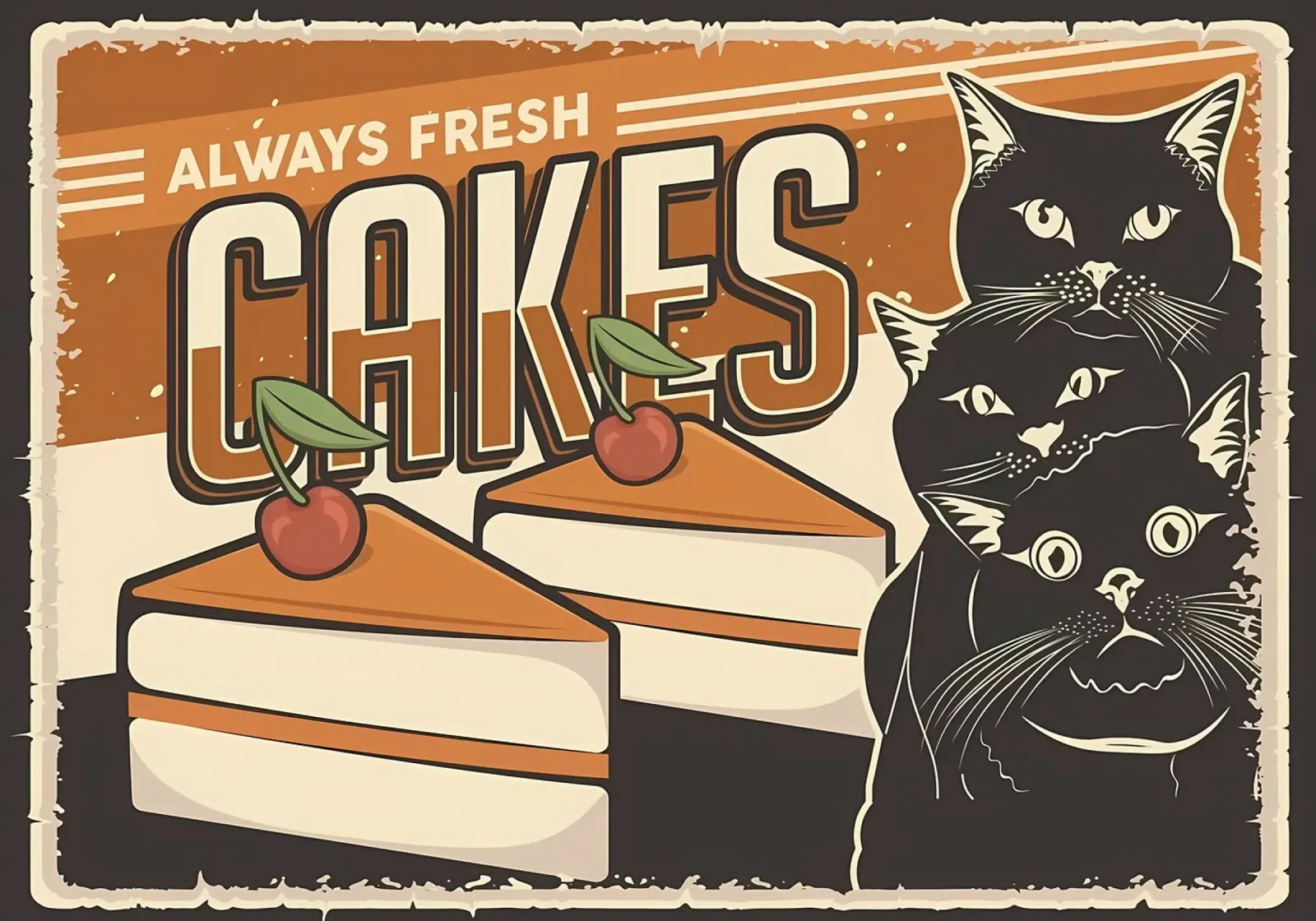 Torte e gatti poster con telaio in plastica da Monique A Hooper