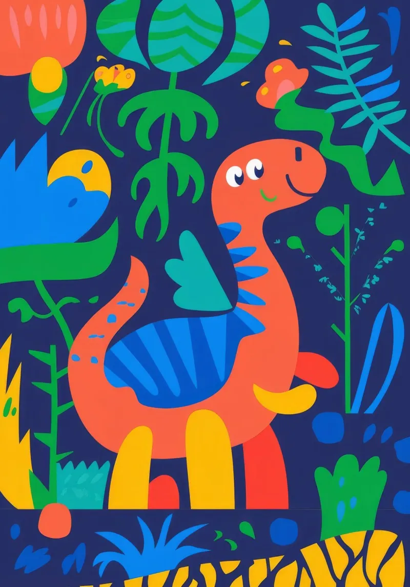 Dinosaur Jungle Scene backlit film by Seren Liodra