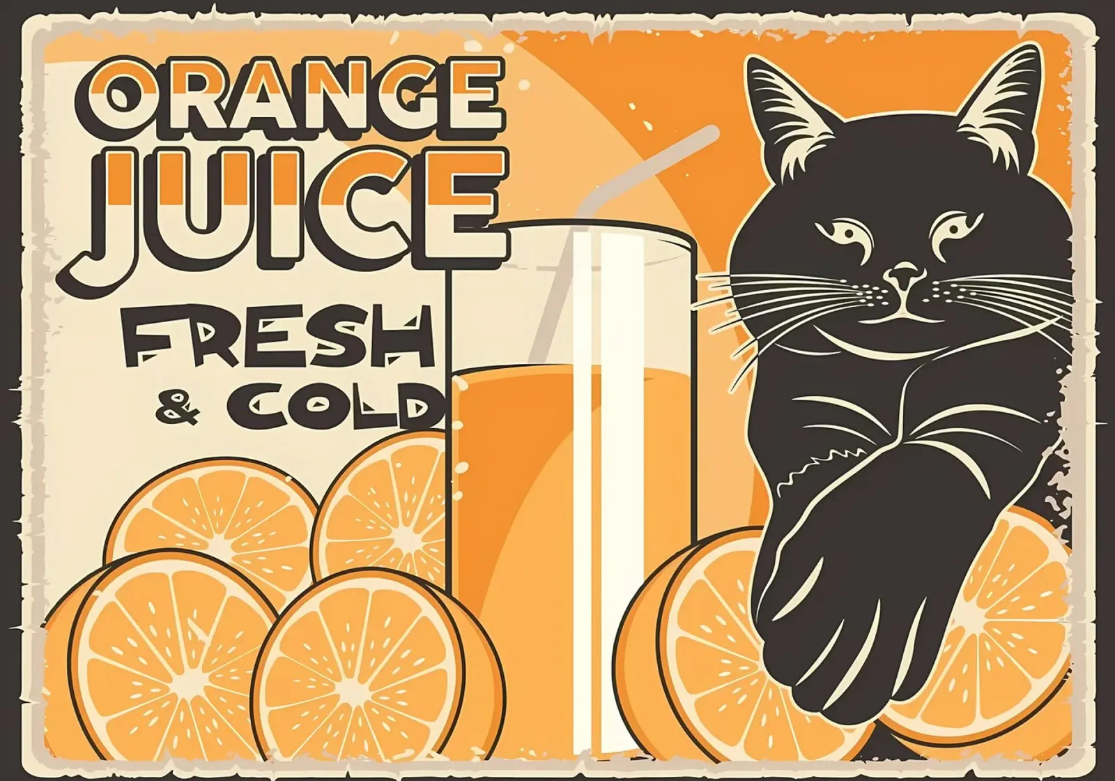 Funny Cat and Juice 3 canvas by Monique A Hooper