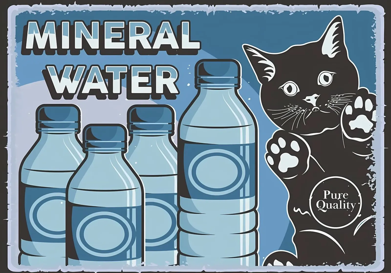 Gatto e acqua sana poster con telaio in alluminio da Monique A Hooper