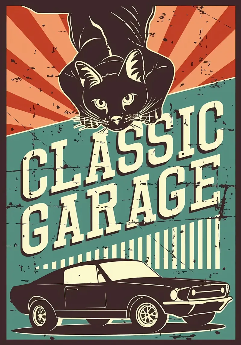 Retro Cat e Garage 3 pellicola backlit da Monique A Hooper