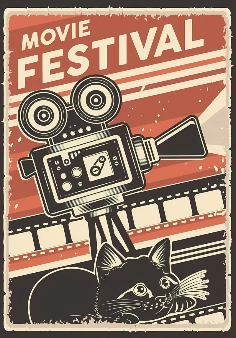 Retro-Katzenfilm-Festival Poster von Monique A Hooper