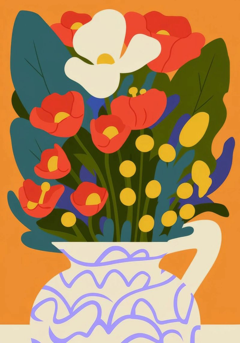 Lebendige Blumenvase Poster von Seren Liodra
