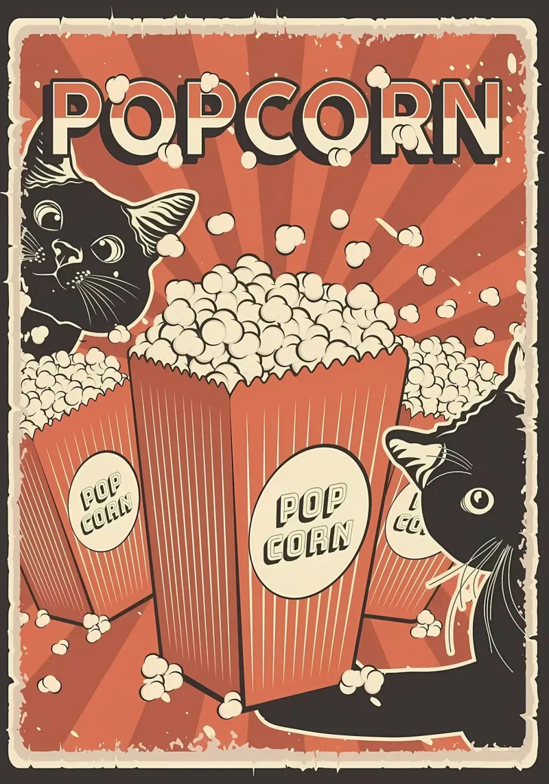 Popcorn per gatti retrò pellicola backlit da Monique A Hooper