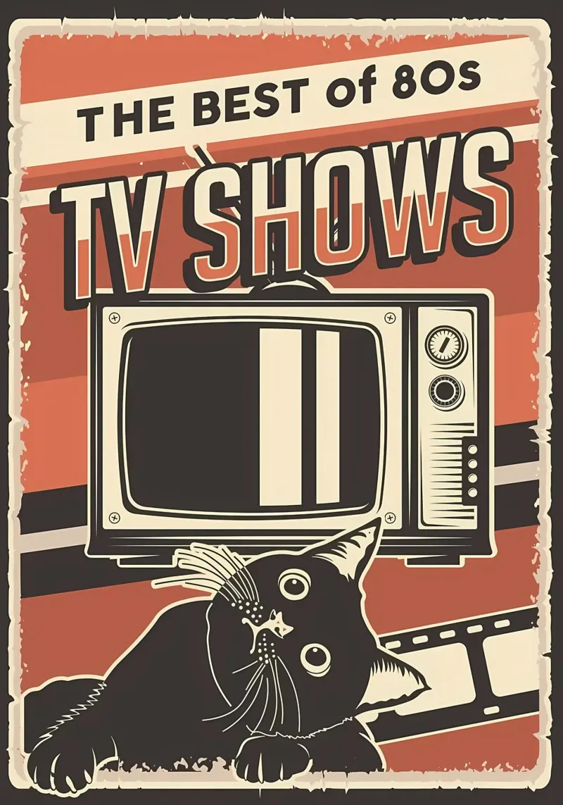 Retro tv-programma's en katten canvas van Monique A Hooper