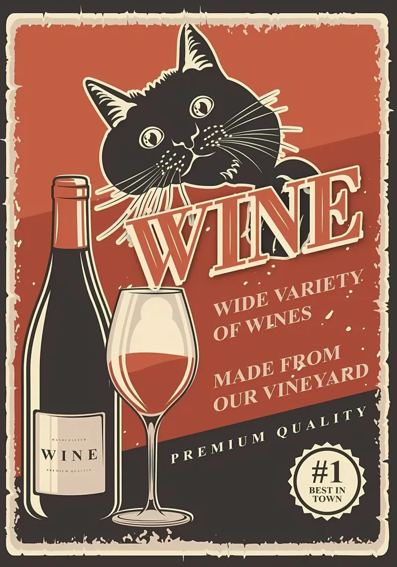 Vino per gatti poster con telaio in plastica da Monique A Hooper