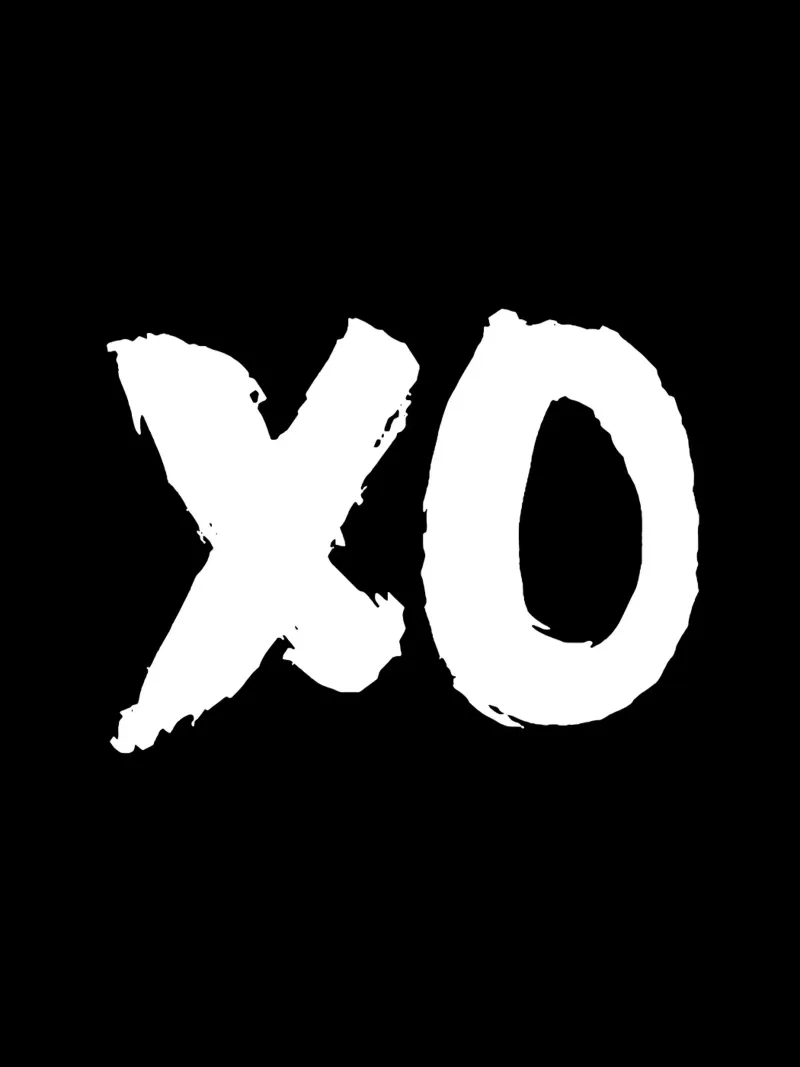 XO Abbracci e baci Design tipografico in bianco e nero poster da THE MOTIVATED TYPE