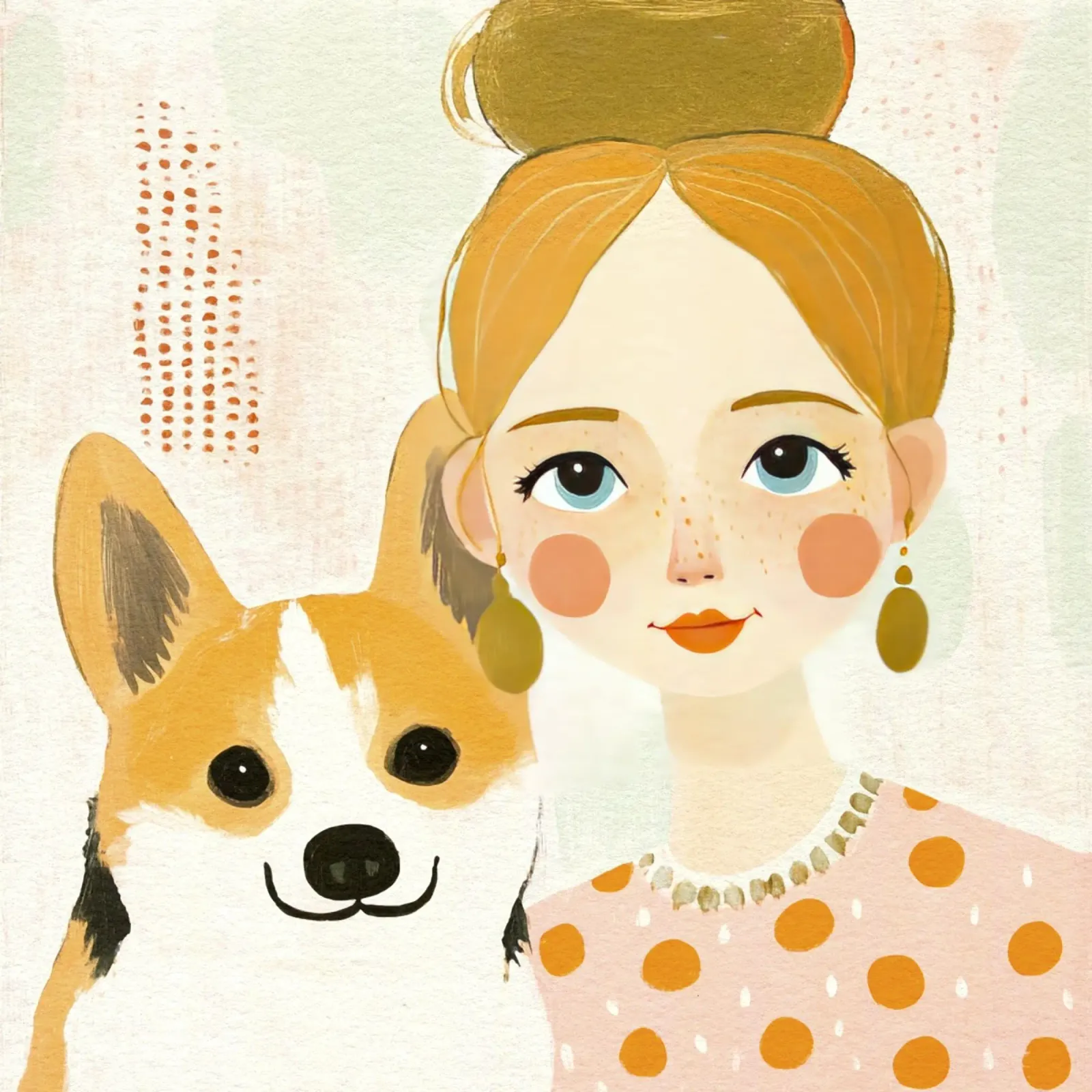 Estrosa ragazza bionda di metà secolo con Corgi sorridente pellicola backlit da Modern Muse