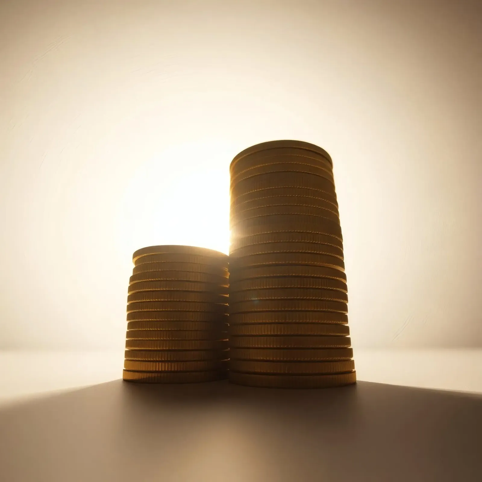 Le pile di monete scintillano evidenziando investimenti e risparmi pellicola backlit da DesignDoodle