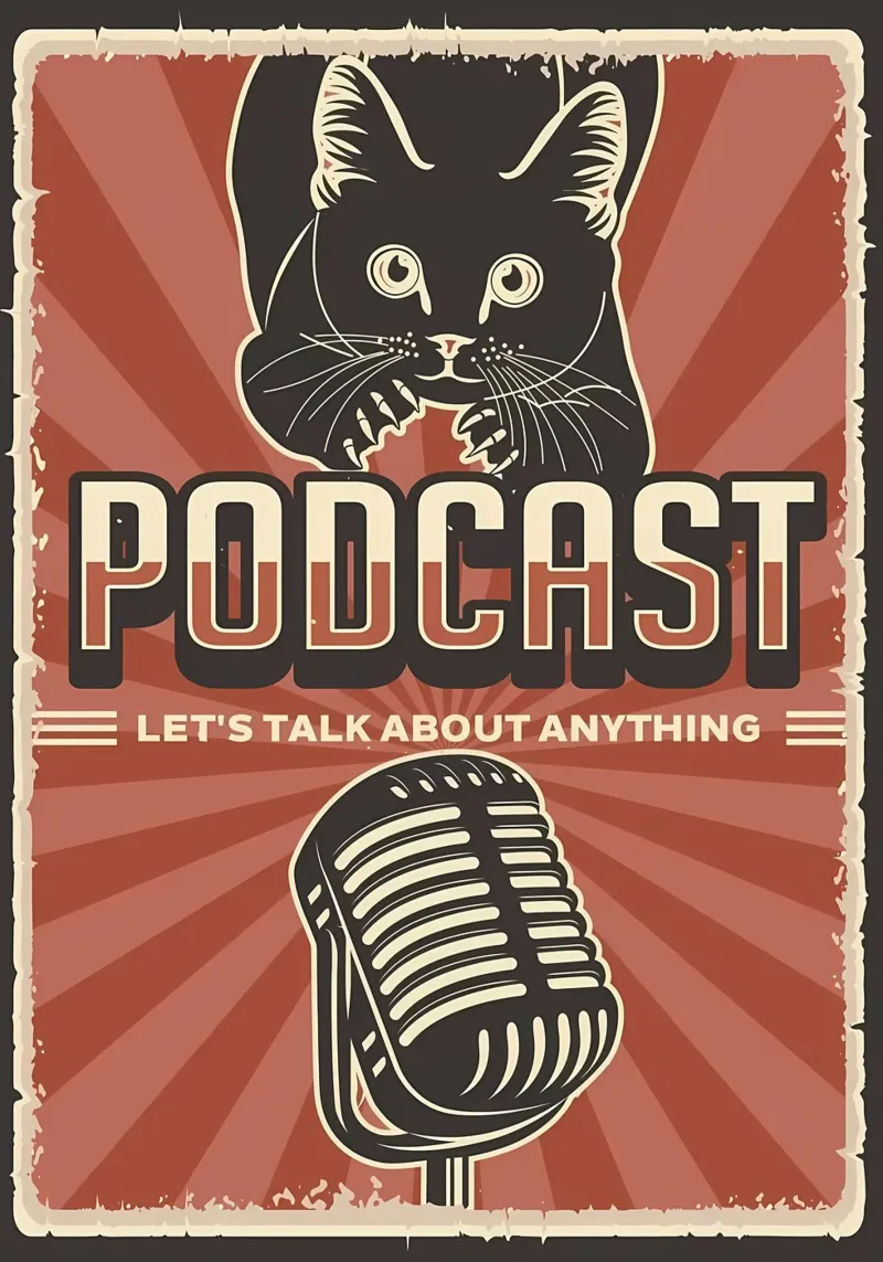 Podcast dei gatti divertenti pellicola backlit da Monique A Hooper