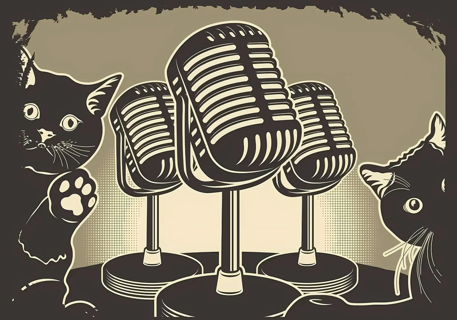 Funny Cats Podcast alu-dibond by Monique A Hooper