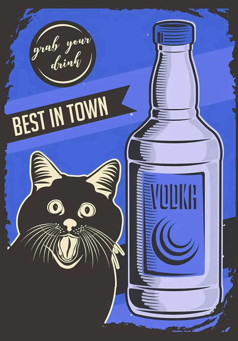 Gato Vodka Meme aluminio dibond de Monique A Hooper