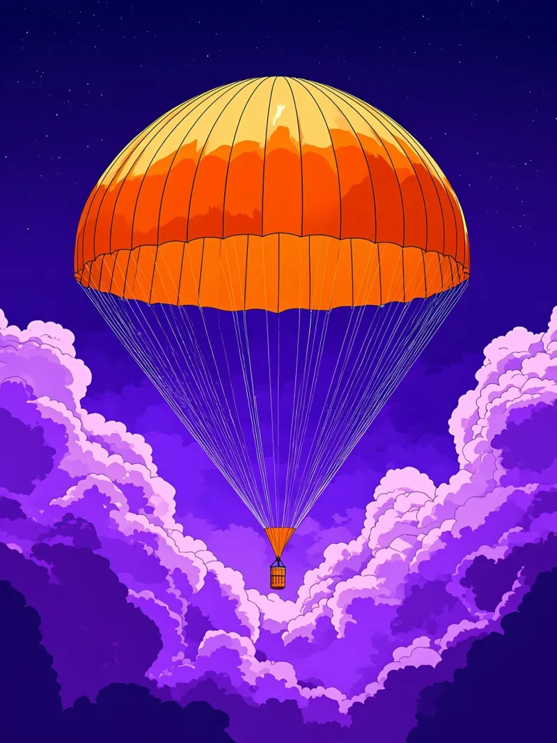 Paracadute nel cielo - Pop Art pellicola backlit da ColorCrash Gallery