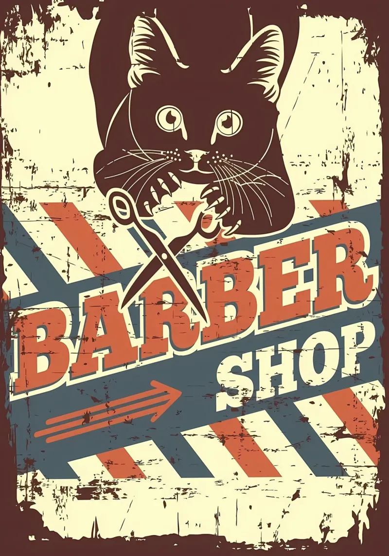 Vintage Cat Barber Shop poster by Monique A Hooper