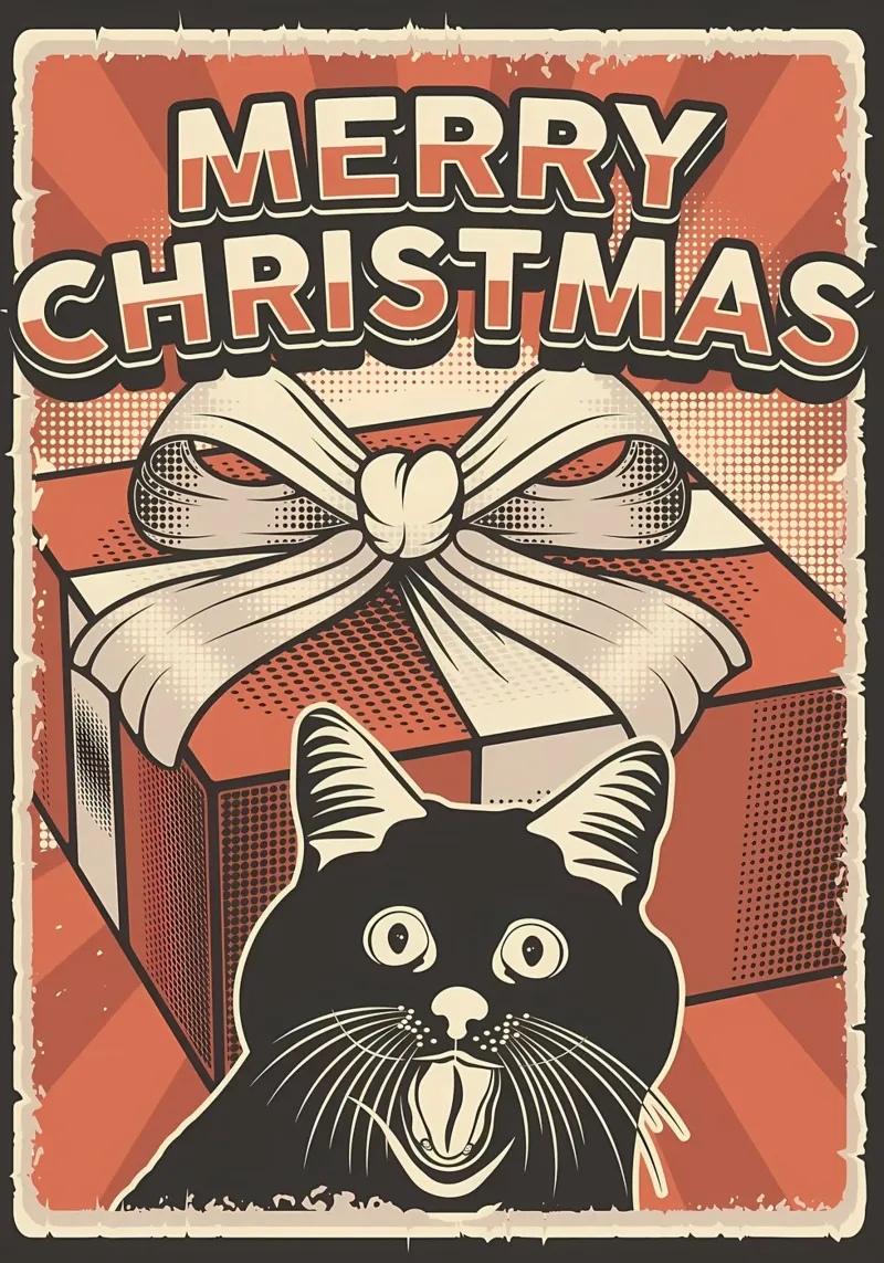 Regalo di Natale per gatti poster con telaio in alluminio da Monique A Hooper
