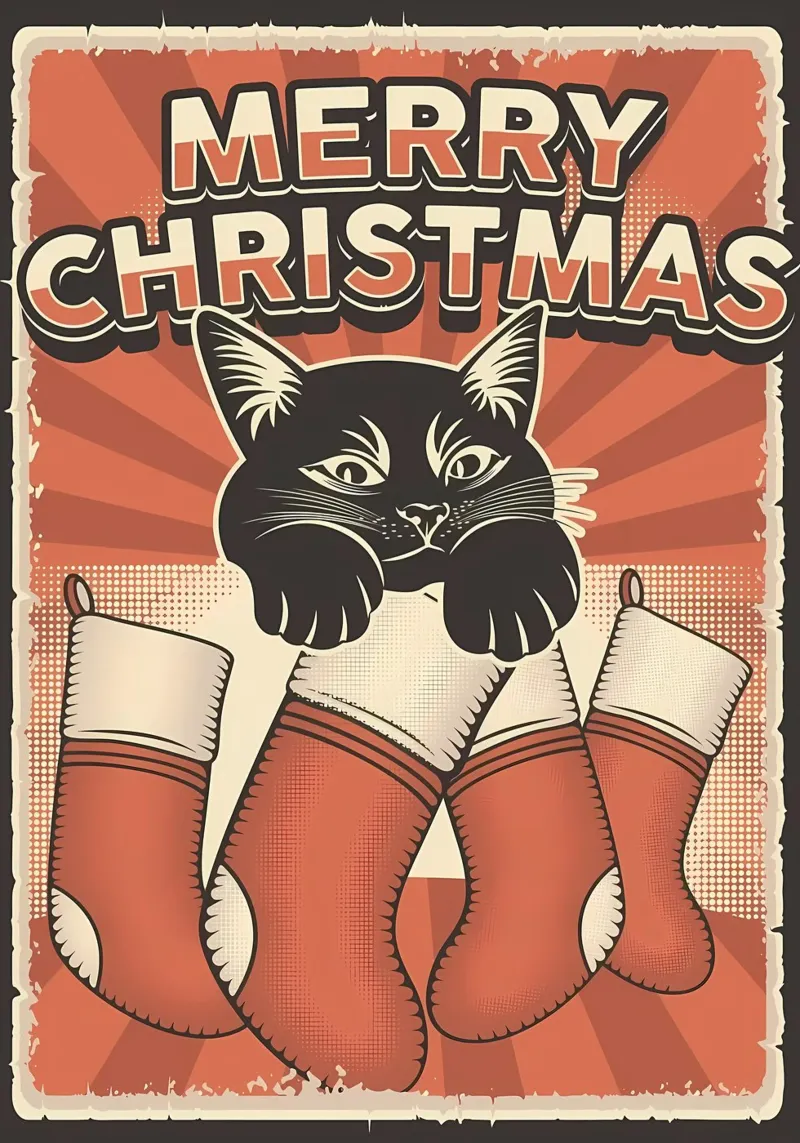 Calcetines Felinos Feliz Navidad metacrilato de Monique A Hooper