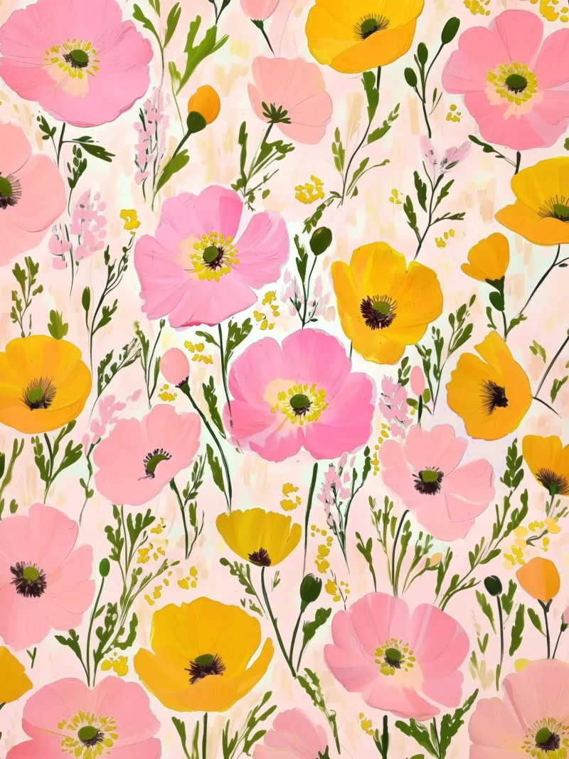 Papavero rosa d'epoca Primavera Fiore astratto Floreale massimalista poster con telaio in alluminio da Gentle Echoes Art