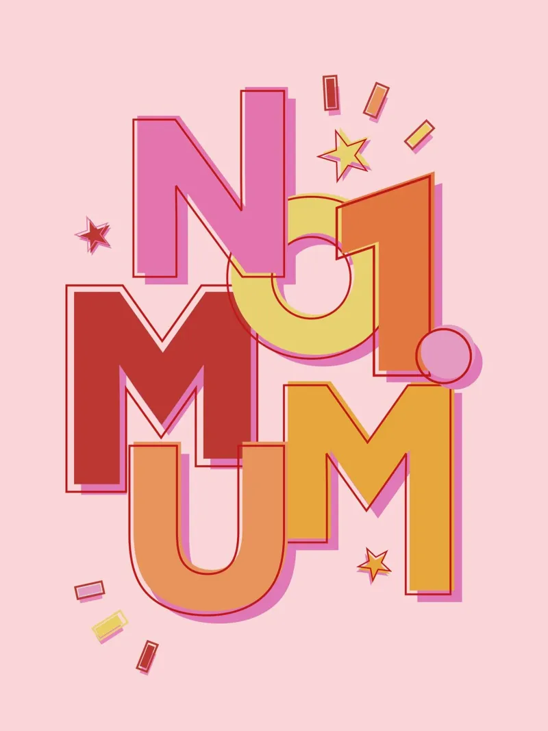 No. 1 Mum Typography Art Print - Mother's Day Gift poster con telaio in alluminio da showmemars