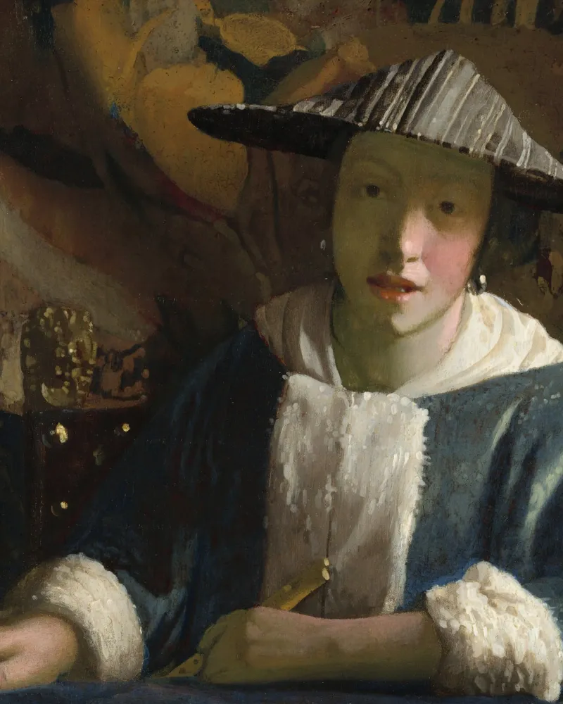 Attribuito a Johannes Vermeer, Ragazza con flauto pellicola backlit da Timeless Artworks