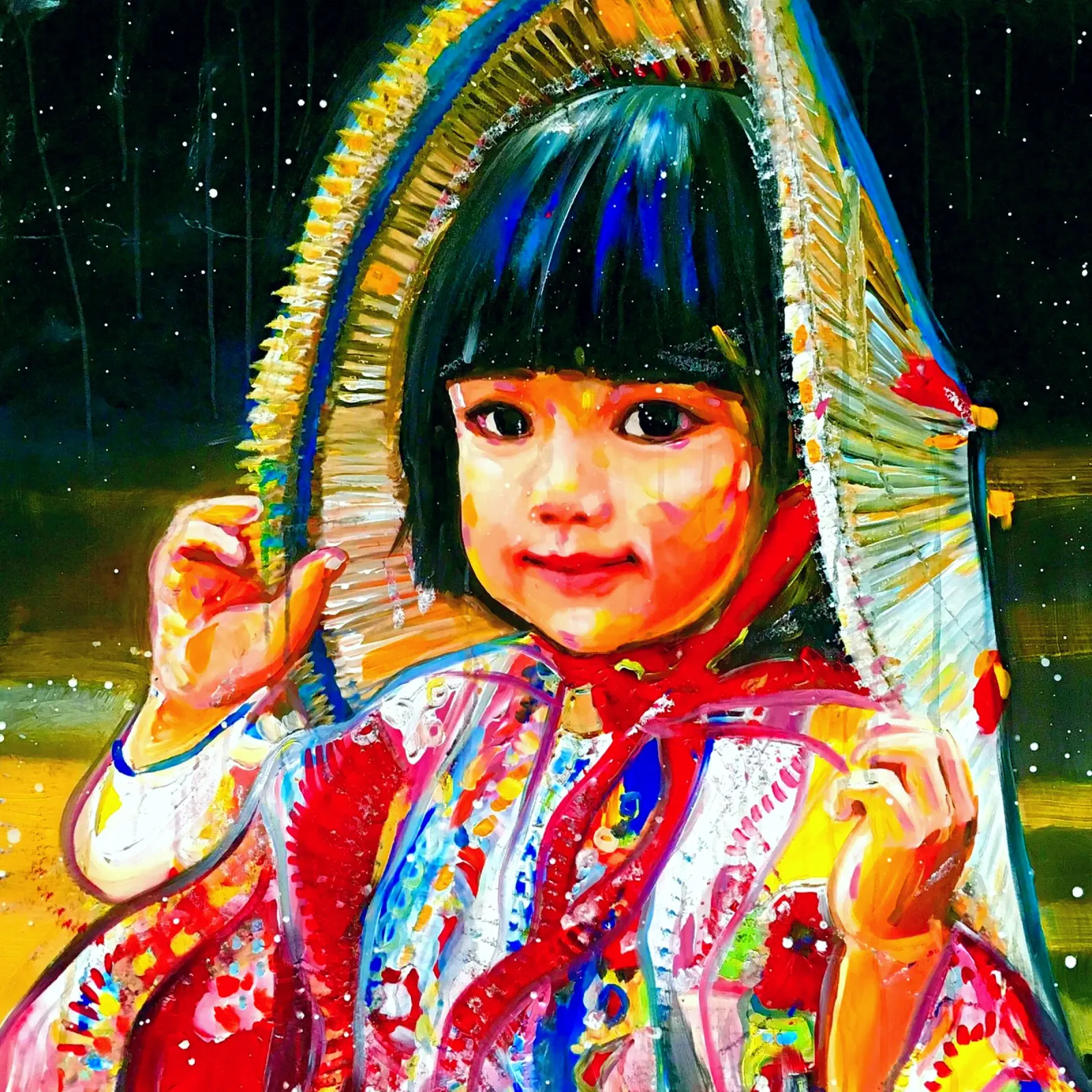 Sorriso dall'Asia poster con telaio in alluminio da Happy 😃 Art 🎨 by Christine Schnoell
