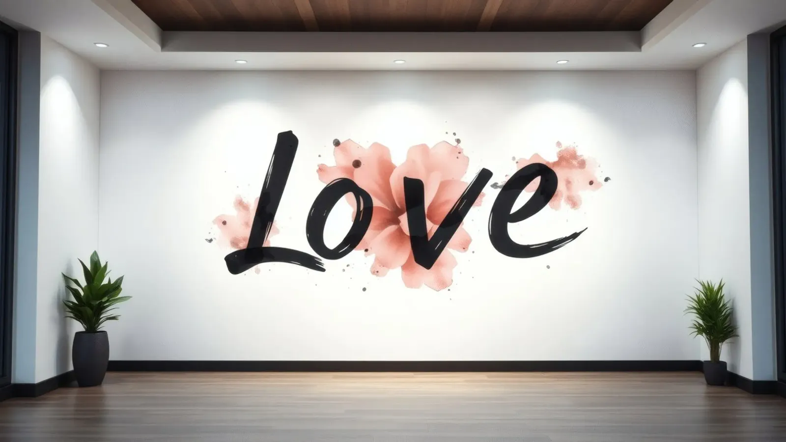 murale con la parola amore in un interno moderno pellicola backlit da DesignDoodle