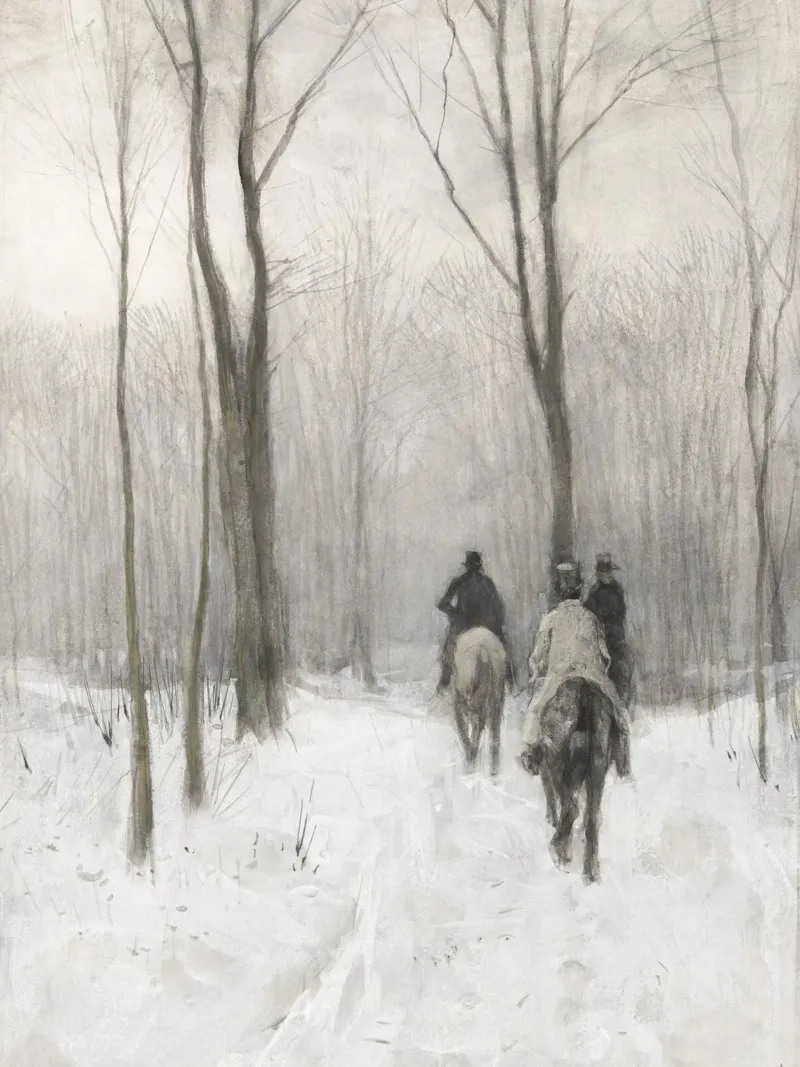 Two Men On Horseback In The Snow pellicola backlit da vintageshop