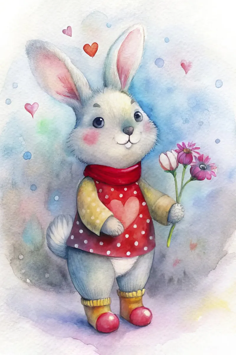 Coniglietto acquerellato poster da 🎁 ARTVI-SHOP