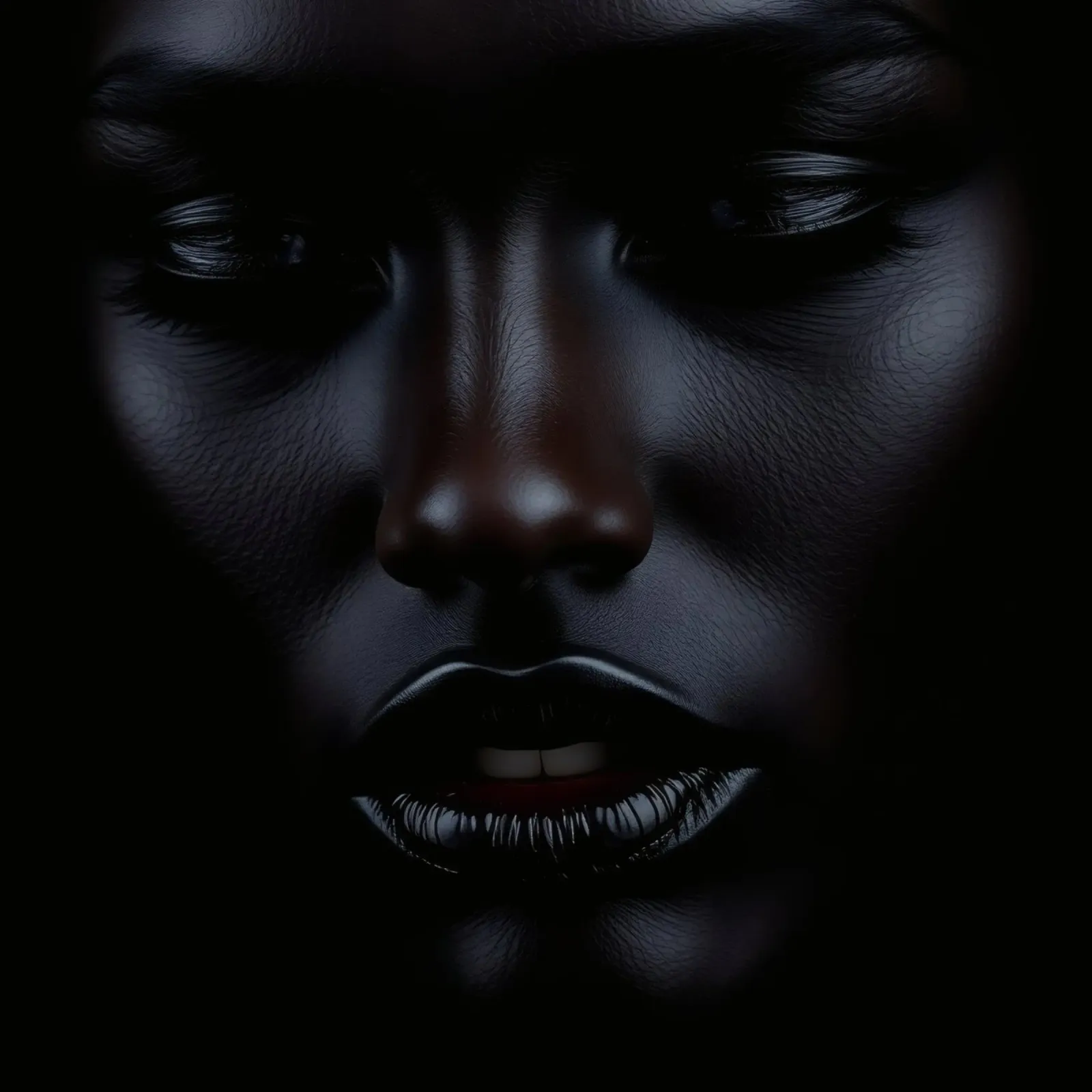 Portrait of a black woman with striking features illuminated canvas by DesignDoodle