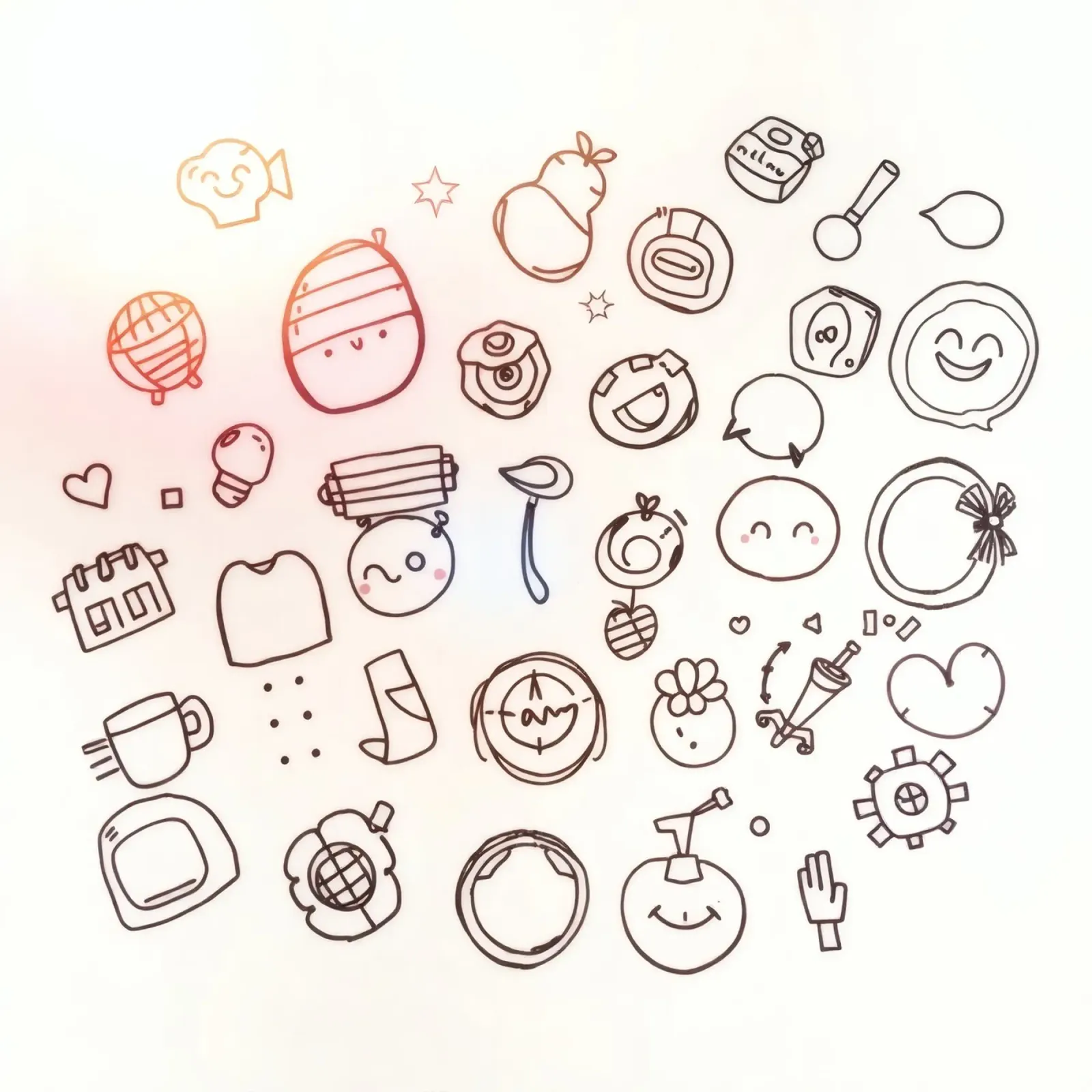 Collection of cute playful doodles canvas with Floater frame by DesignDoodle