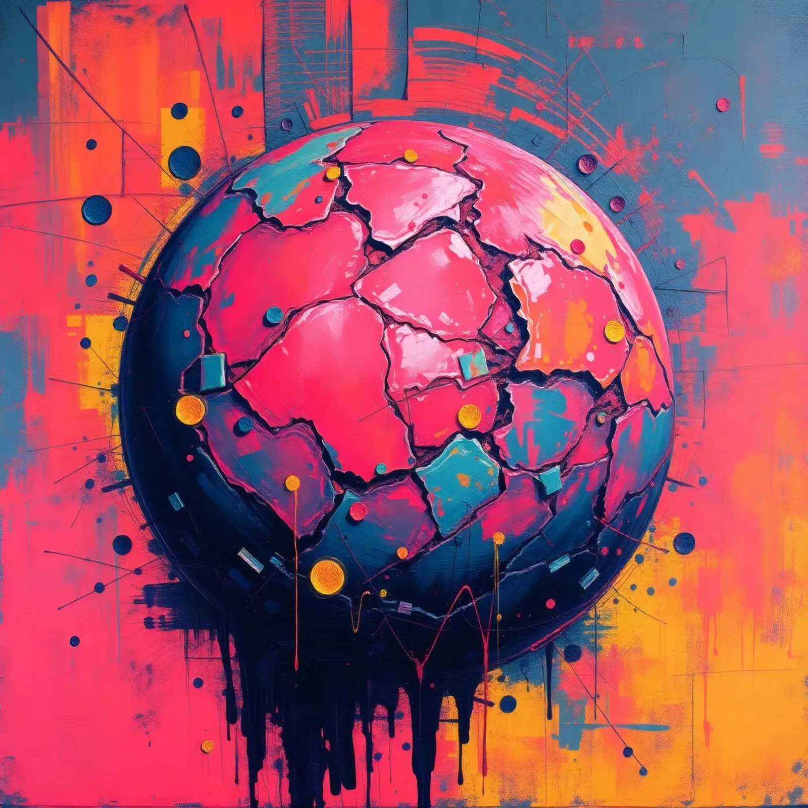 Représentation abstraite et colorée d'une planète fissurée hahnemühle de DesignDoodle
