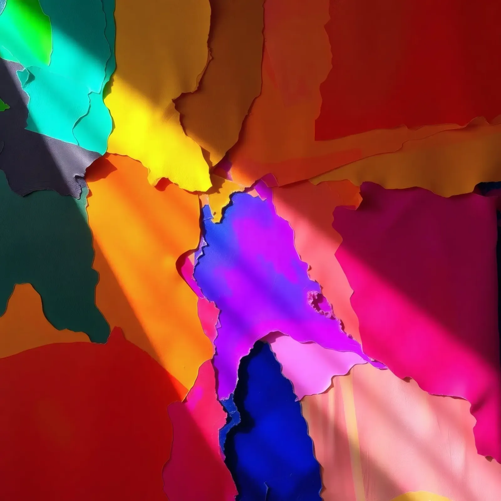 Collage astratto di carta colorata con riflessi di luce pellicola backlit da DesignDoodle