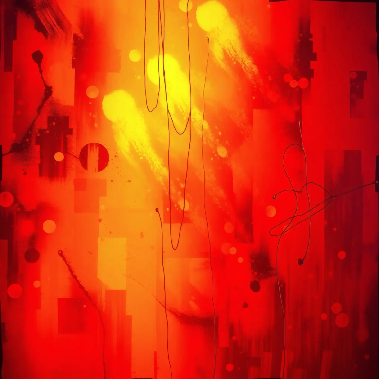 Bold abstract composition with vibrant red hues and dynamic canvas by DesignDoodle