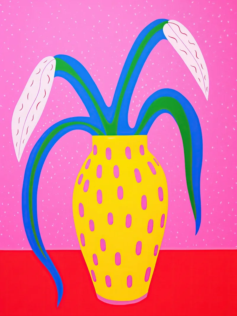 Vreemd frambooskleurig stilleven | Pop Art canvas met Baklijst van Autofocus