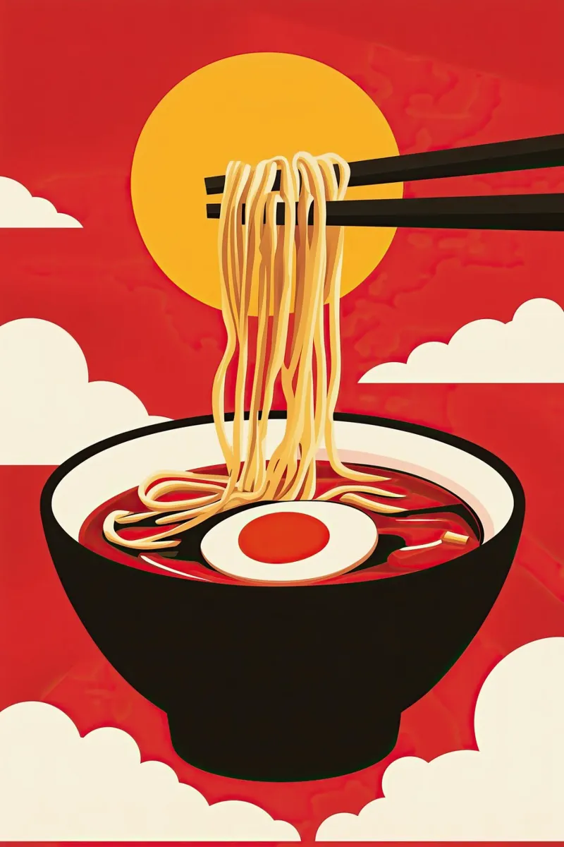 Poster di design per spaghetti Ramen giapponesi alluminio dibond da Autofocus